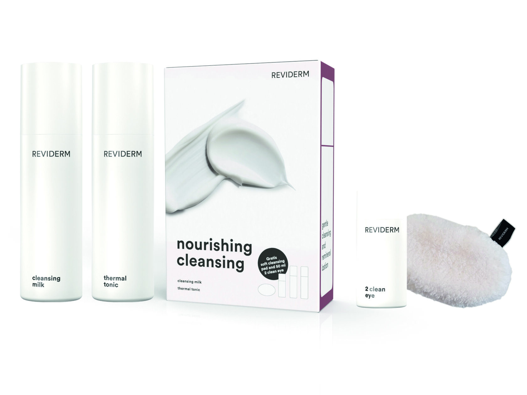 ПИТАНИЕ И ВОССТАНОВЛЕНИЕ: Очищающее молочко / Cleansing milk  + Термальный тоник / Thermal tonic  + миниатюра 2-фазный лосьон для снятия макияжа с глаз / 2 clean eye + спонж для очищения