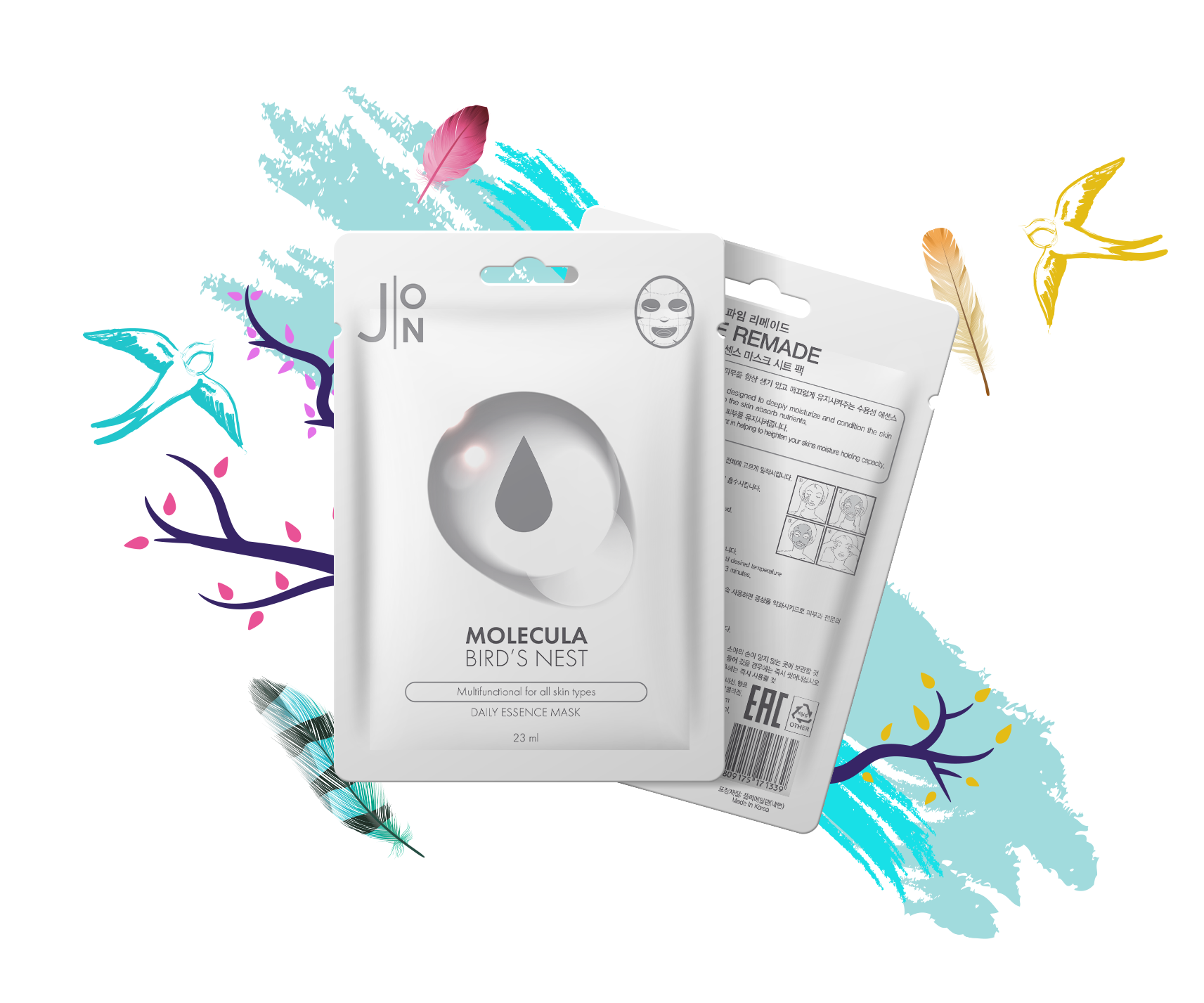 [J:ON] Тканевая маска для лица ЛАСТОЧКИНО ГНЕЗДО MOLECULA BIRDS NEST DAILY ESSENCE MASK