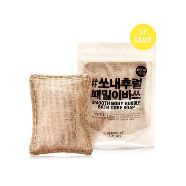 So Natural Натуральная массажная мочалка с кокосовым мылом Smooth Body Bubble Bath Cube Soap(160 гр)
